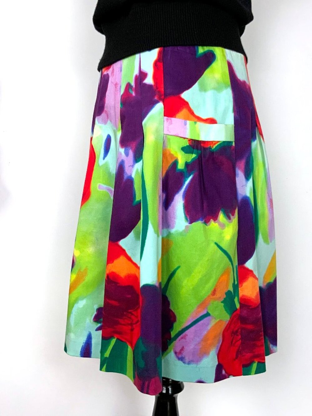 Boston Proper Floral Full Pleated Pockets Skirt Sz 4 - Picture 4 of 16